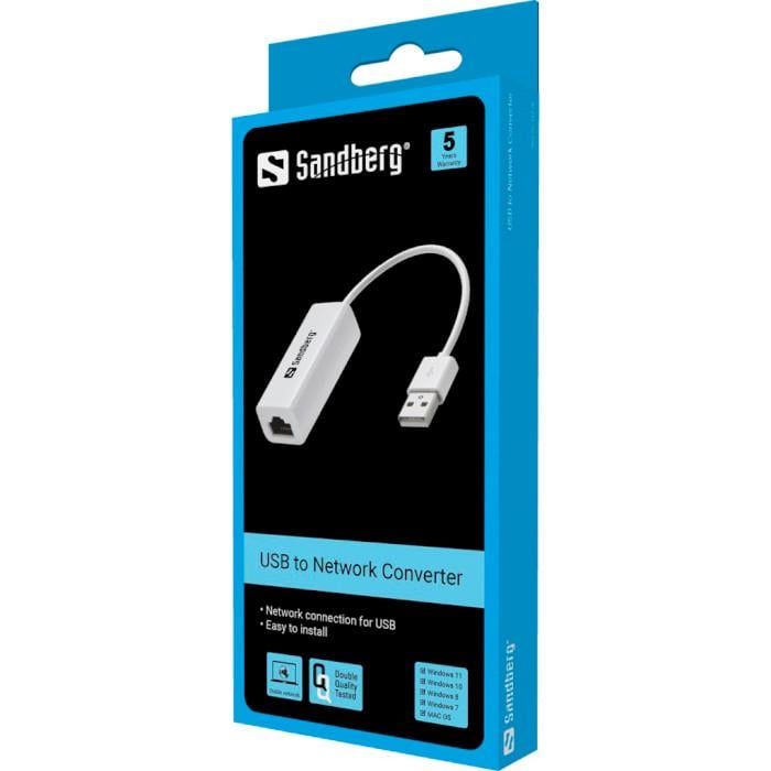 Перехідник Sandberg USB 2.0 Type A Ethernet RJ45 (615363) - фото 2 Перехідник Sandberg USB 2.0 Type A Ethernet RJ45 (615363) - фото 2