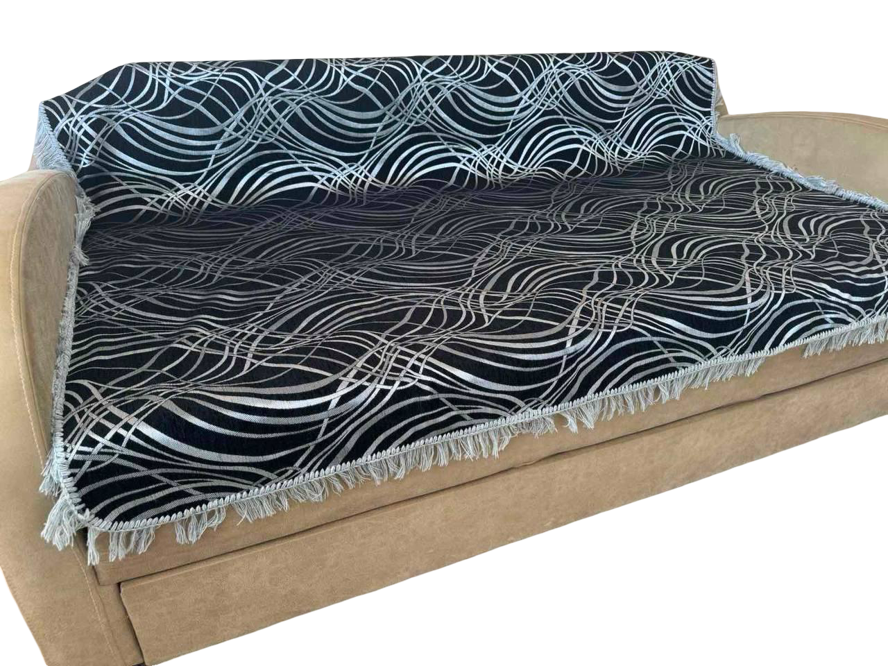 Покрывало в современном полуторном стиле 150х200 см и накидки 70х150 см 2 шт. Графит (П4К-gobelen-new-008-04)