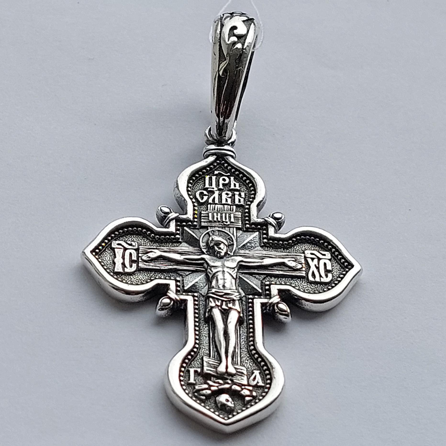 ᐉ Крест серебряный с распятием Икона Божей Матери Молитва Да Воскреснет ...