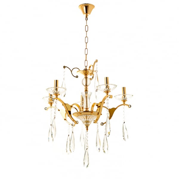Люстра классическая Flora 5 плафонов из прозрачного стекла Золото Flora (OU016/5/gold)