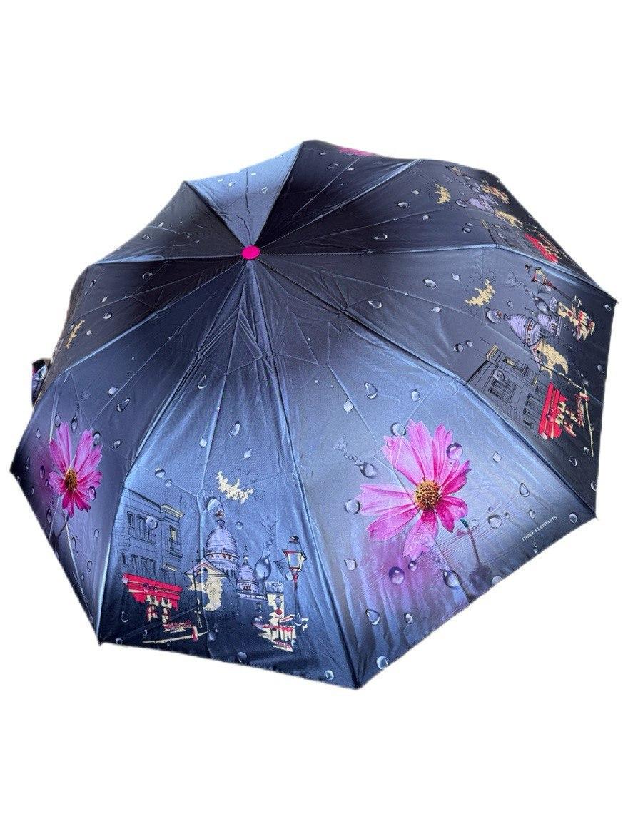 Зонт женский полуавтомат Три Слона атласная с цветами и городами (34033/3)