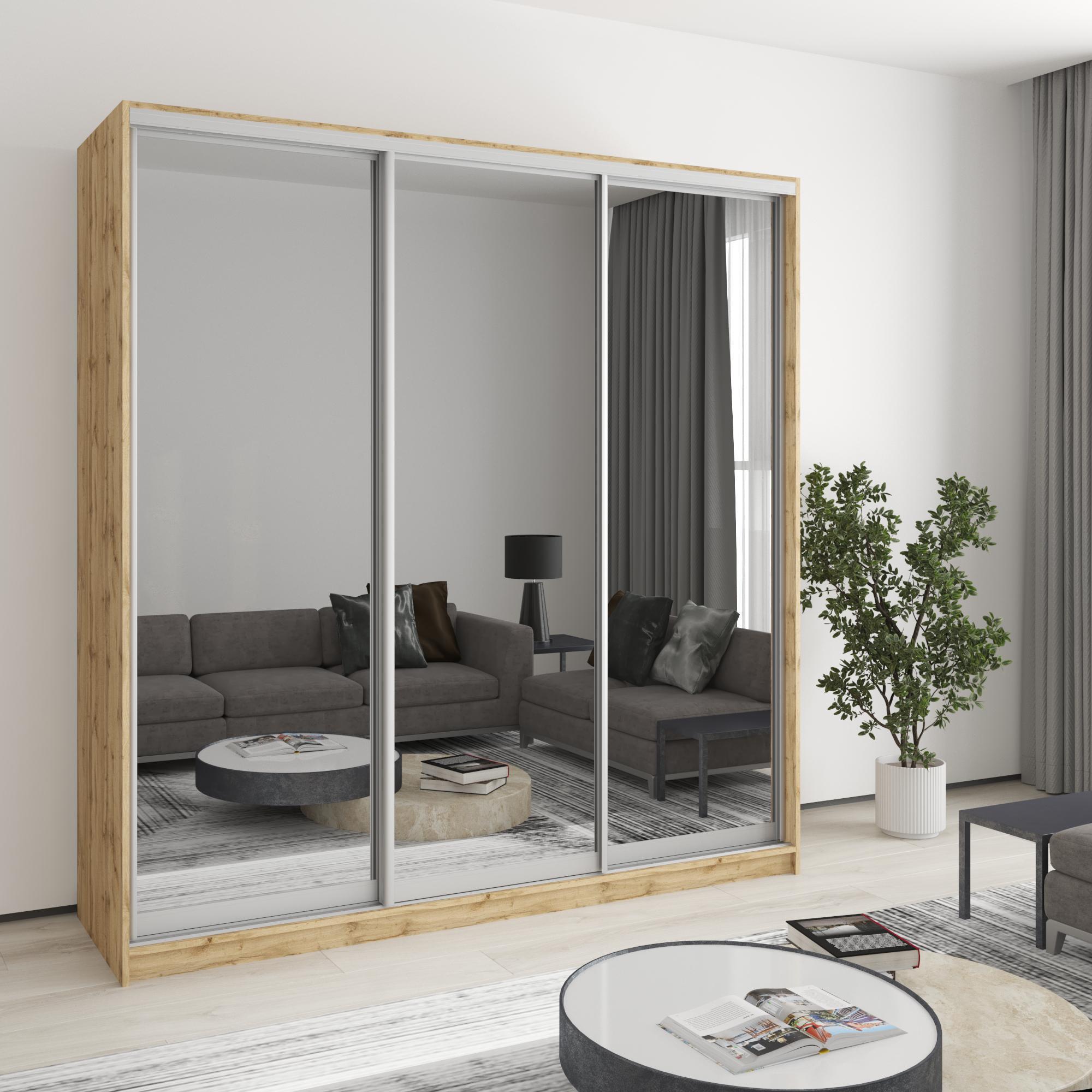 Шафа-купе тридверна MebelStar Комбо AL 3 дзеркала 200x45x210 см Дуб тахо (MBS-4283)