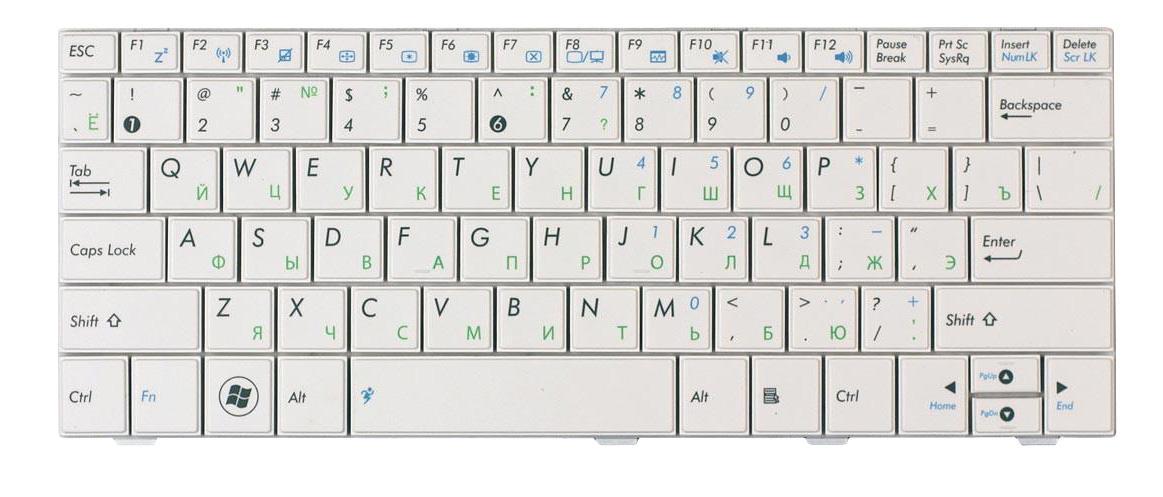 Клавиатура для ноутбука Asus EEE PC 1001HA White Клавиатура для ноутбука Asus EEE PC 1001HA White