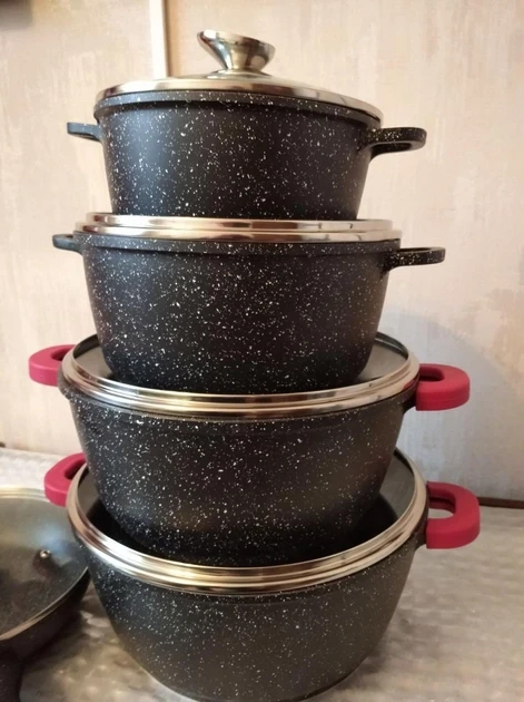 Набор посуды Benson 10 пр. с мраморным антипригарным покрытием (BN-328) - фото 5 Набор посуды Benson 10 пр. с мраморным антипригарным покрытием (BN-328) - фото 5