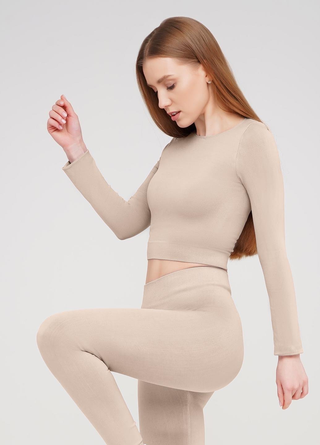 Топ з довгими рукавами Giulia Crop Top Naturalle S/M Бежевий