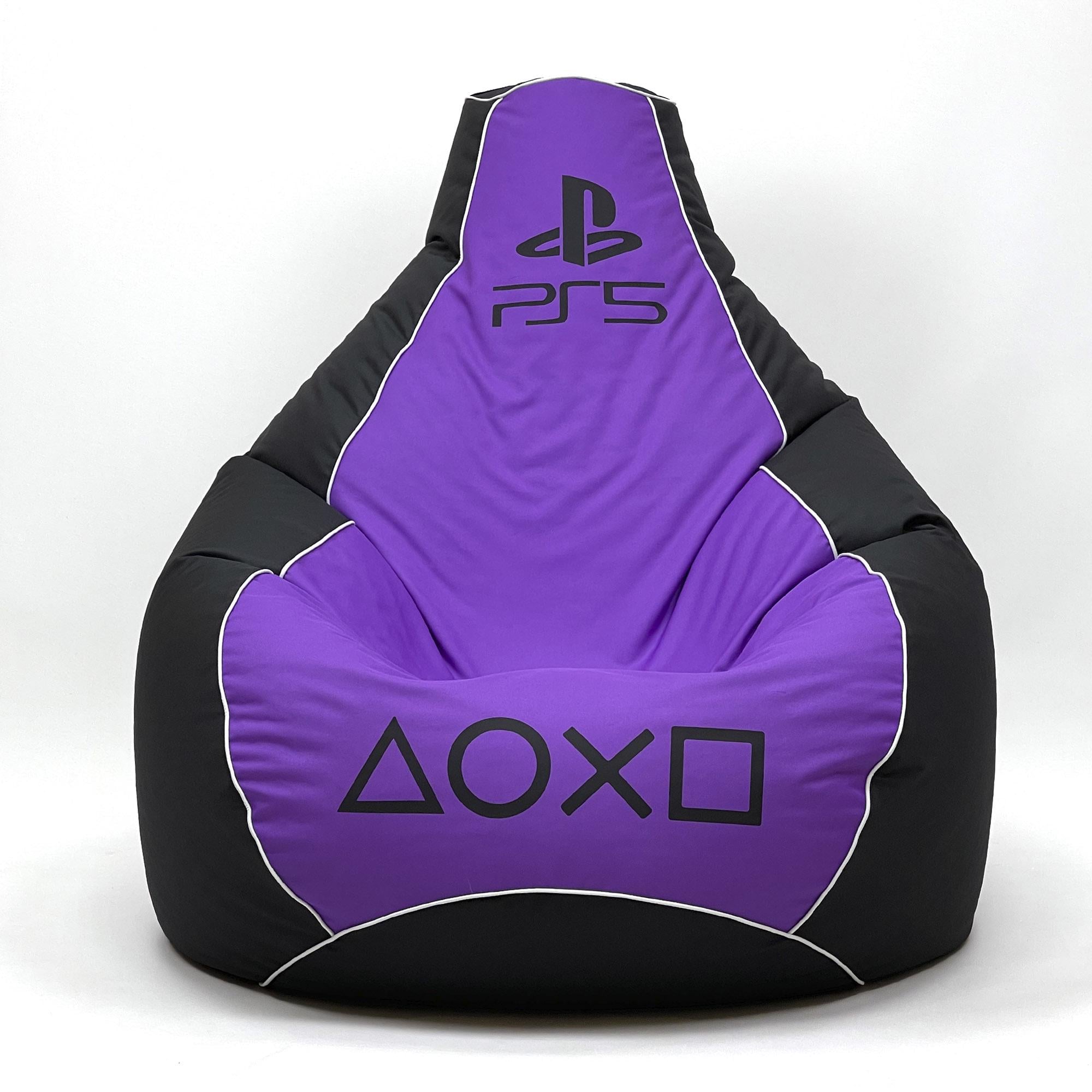 Безкаркасне крісло-мішок та подушка PlayStation 5 Flex Oksford білий кант 140х100 см (100014)