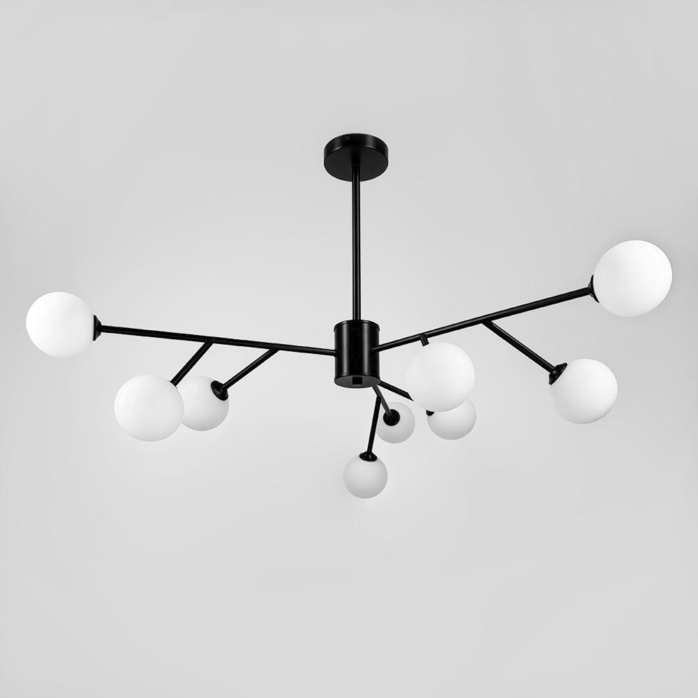 Люстра потолочная на 9 белых плафонов Ø 100 см Черный (AOC 19/9 BK G9) - фото 6