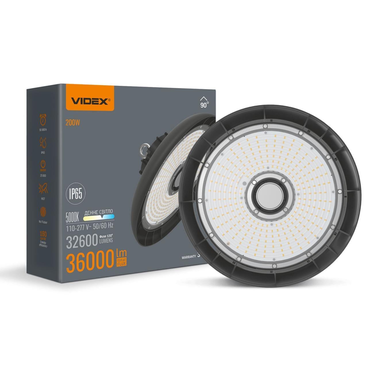 Светильник LED высотный ХайБэй Videx 200W 5000K 36000Lm Черный (36551591) Светильник LED высотный ХайБэй Videx 200W 5000K 36000Lm Черный (36551591)