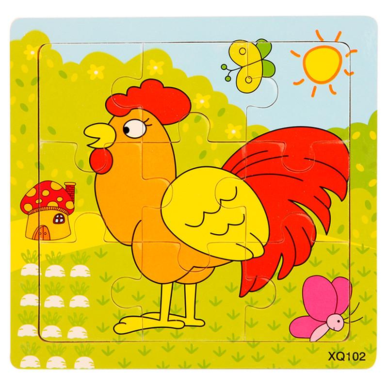 Пазл-рамка деревянный Петух из 9 элементов 15x15 см (1896032643)