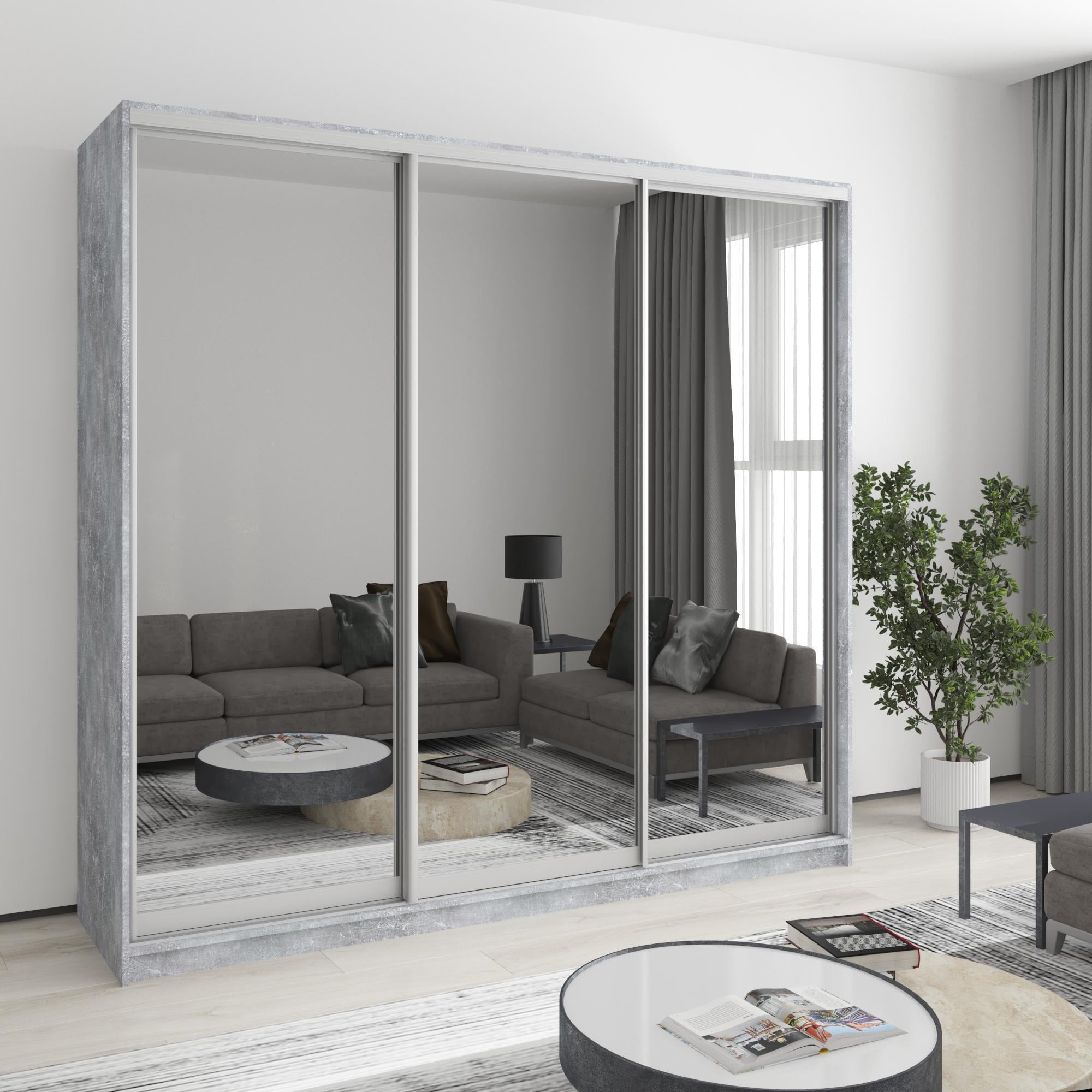 Шкаф-купе трехдверный MebelStar Комбо AL 3 Зеркала 220x45x210 см Бетон (MBS-3274) Шкаф-купе трехдверный MebelStar Комбо AL 3 Зеркала 220x45x210 см Бетон (MBS-3274)