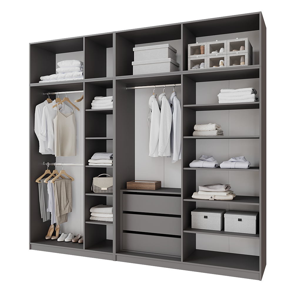 Шкаф распашной с тумбой и антресолью Меблітренд Чиназес Чита-2800.4 2800х500х2450 мм Графитовый/Белый (27552843) - фото 2 Шкаф распашной с тумбой и антресолью Меблітренд Чиназес Чита-2800.4 2800х500х2450 мм Графитовый/Белый (27552843) - фото 2