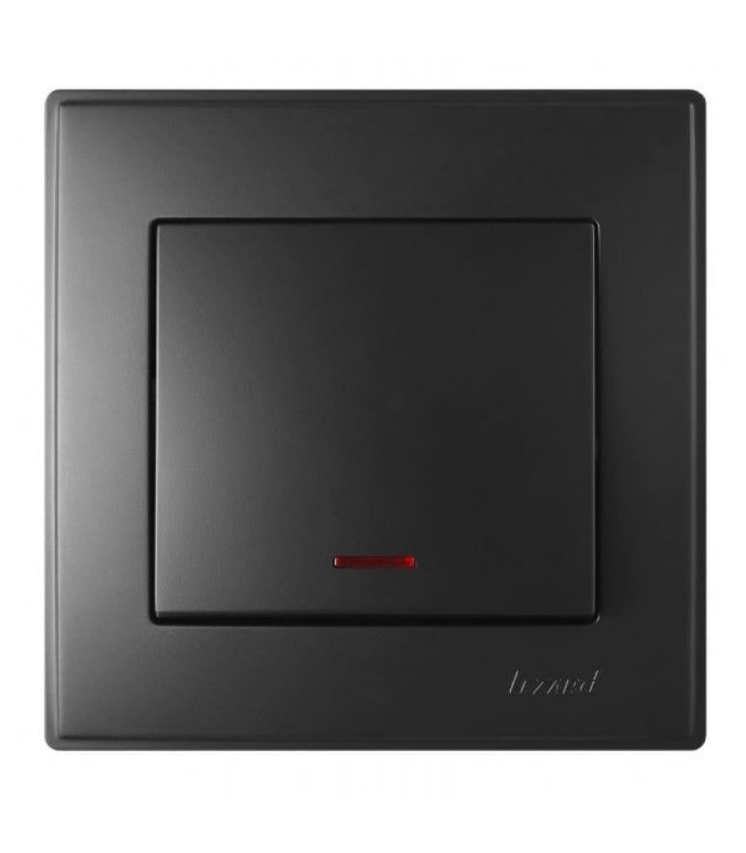 Вимикач одноклавішний Lezard LESYA 705-4242-111 з підсвіткою Антрацит (27552077)