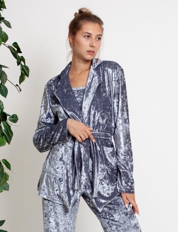 Жакет жіночий Vivioji велюровий S Сірий (1561520302)