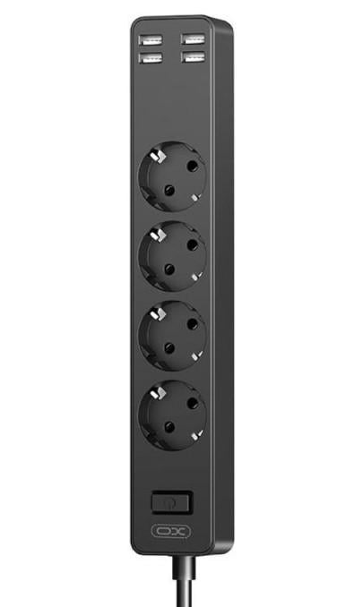 Удлинитель фильтр XO WL06 1,8 м 3 розетки 4 USB Черный (1905547340)