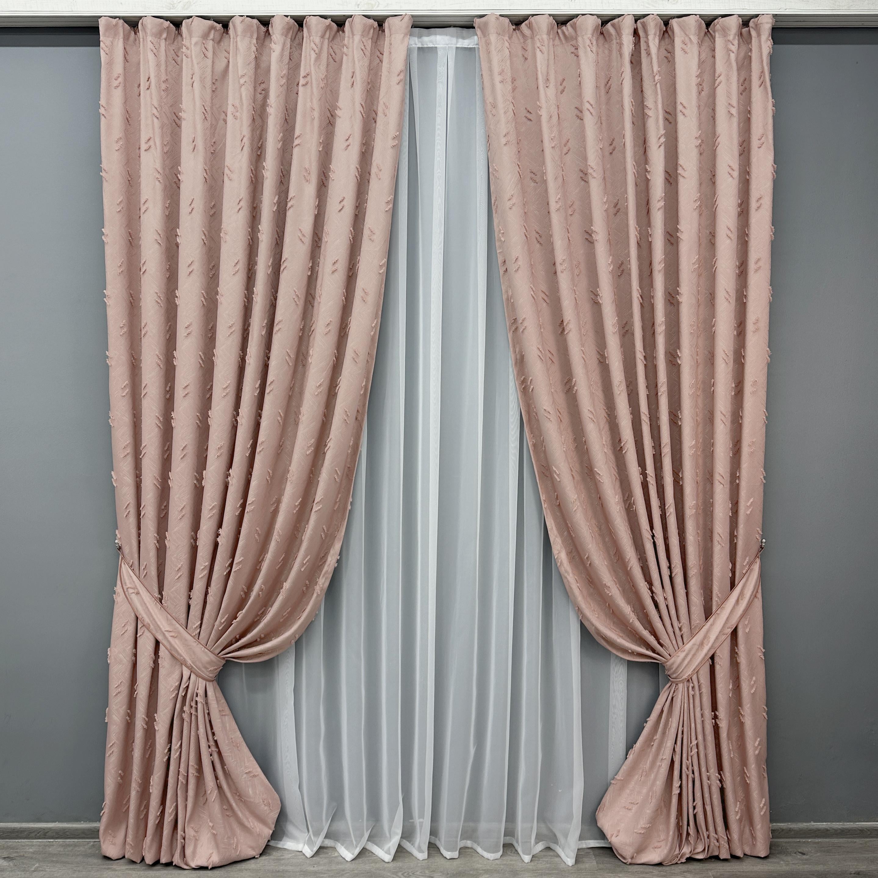Комплект штор VR-Textil №1880ш Лен Букле 200х290 см 2 шт. Пудровый (32-232)