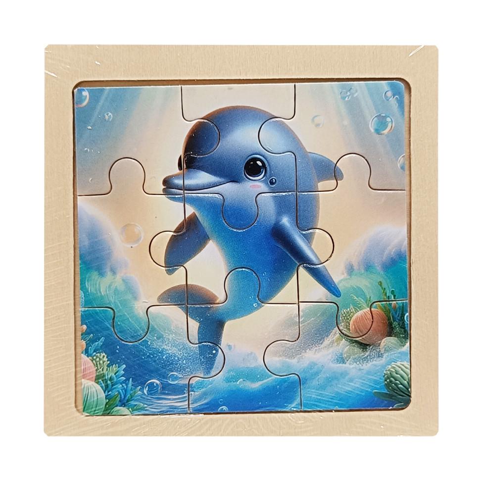 Пазл-вкладиш дерев'яний дитячий Дельфін MD 1506-14 9 ел. (RLT52750)