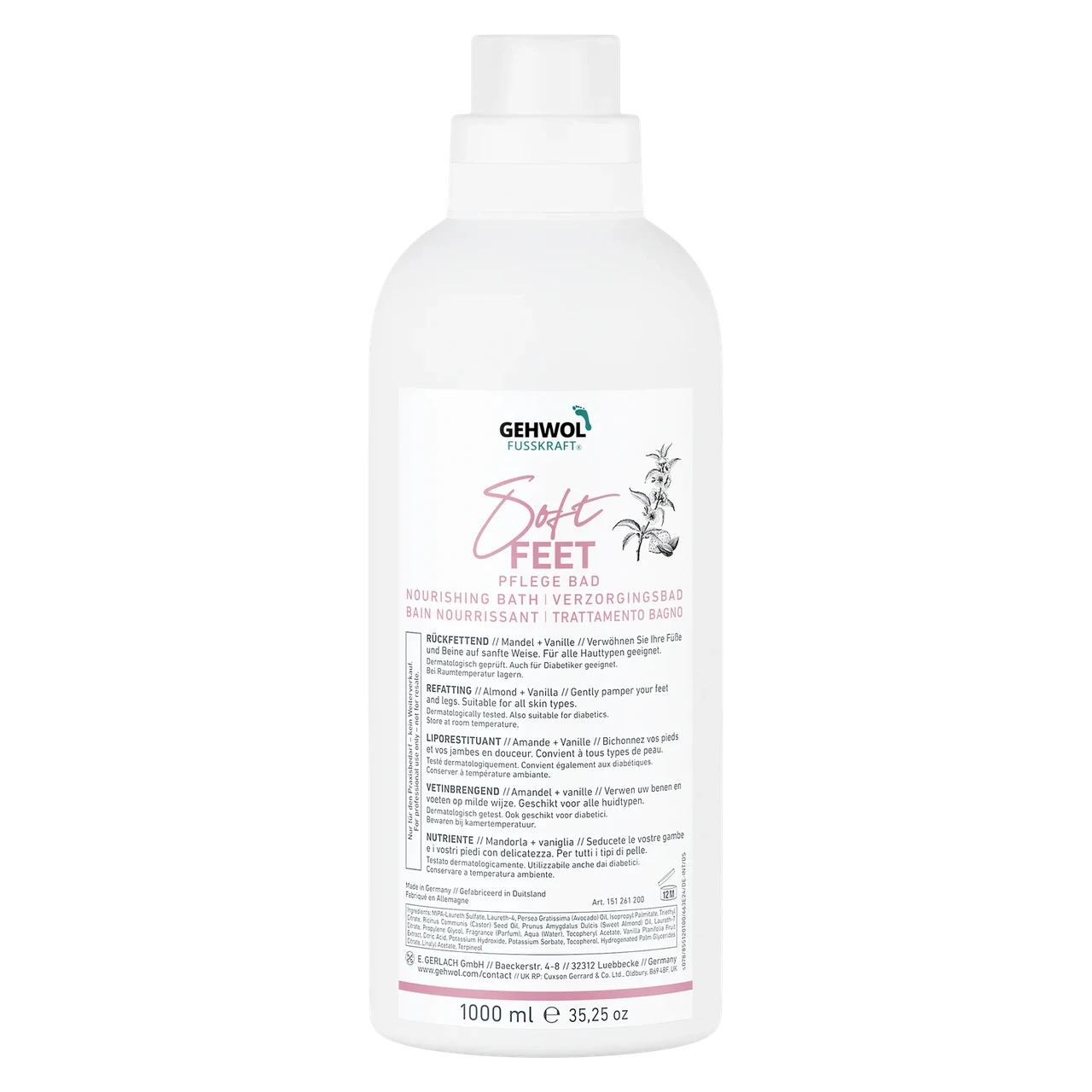 Ванна для ног Gehwol Soft Feet Nourishing Bath Миндаль и Ваниль 1000 мл (2335817957)