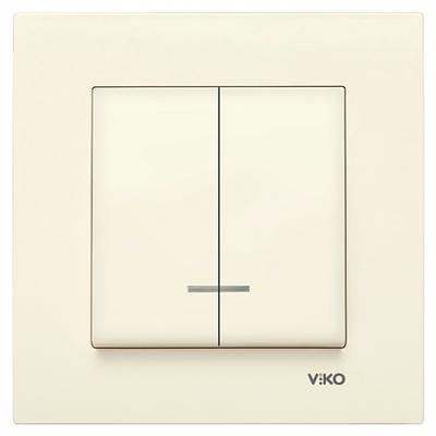 Вимикач двоклавішний з підсвічуванням VIKO Karre Кремовий (90960150) Вимикач двоклавішний з підсвічуванням VIKO Karre Кремовий (90960150)