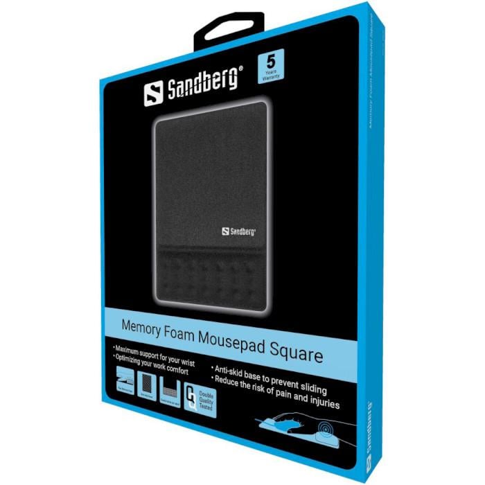 Коврик для мыши Sandberg с мемори-фомой 250х180х2,5 мм Черный (616783) - фото 2 Коврик для мыши Sandberg с мемори-фомой 250х180х2,5 мм Черный (616783) - фото 2