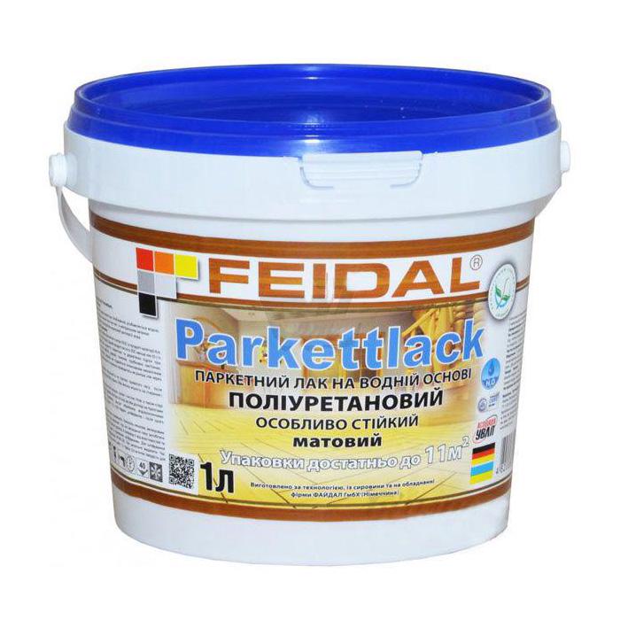 Лак матовый паркетный Feidal Acryl Parkettlack полиуретановый стойкий к истиранию для мебели/дверей 1 л