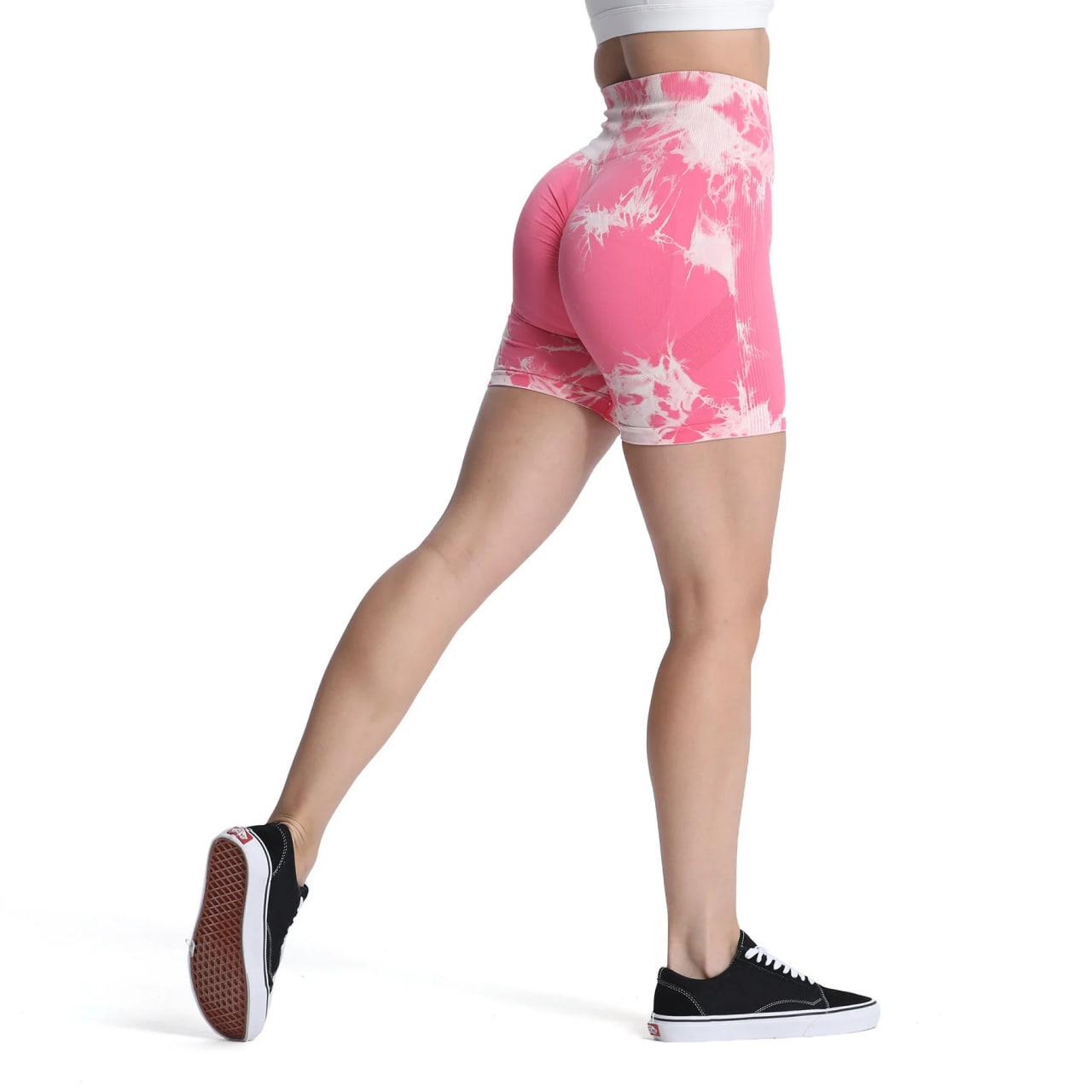 Шорты женские спортивные с эффектом пуш-ап с мраморным принтом M Розово-белый (LR011000M) - фото 3
