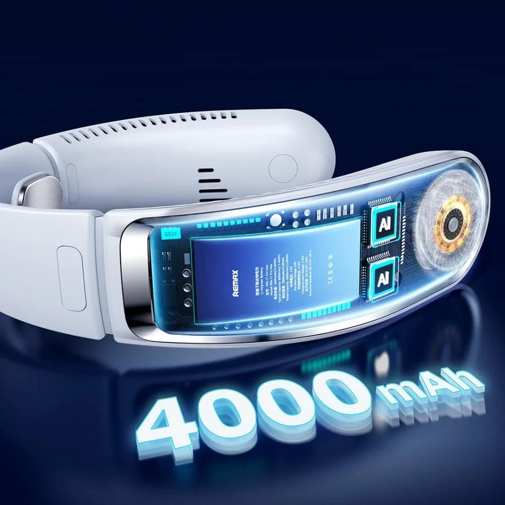 Вентилятор подвесной на шею Remax F20 с аккумулятором 4000 mAh White (000517) - фото 4 Вентилятор подвесной на шею Remax F20 с аккумулятором 4000 mAh White (000517) - фото 4