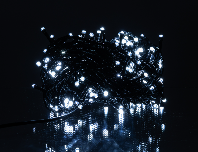 Гирлянда нить 180 LED 18 м черный провод Белый - фото 3