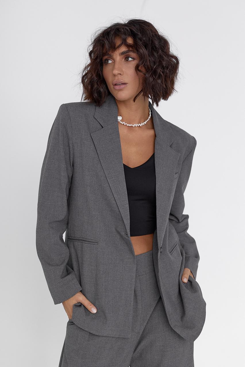 Пиджак однобортный на пуговице S Темно-серый (11686254) Пиджак однобортный на пуговице S Темно-серый (11686254)