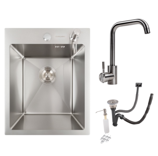 Комплект мойки для кухни и смесителей Valeso Handmade NS02A 40x50 см Нержавеющая сталь