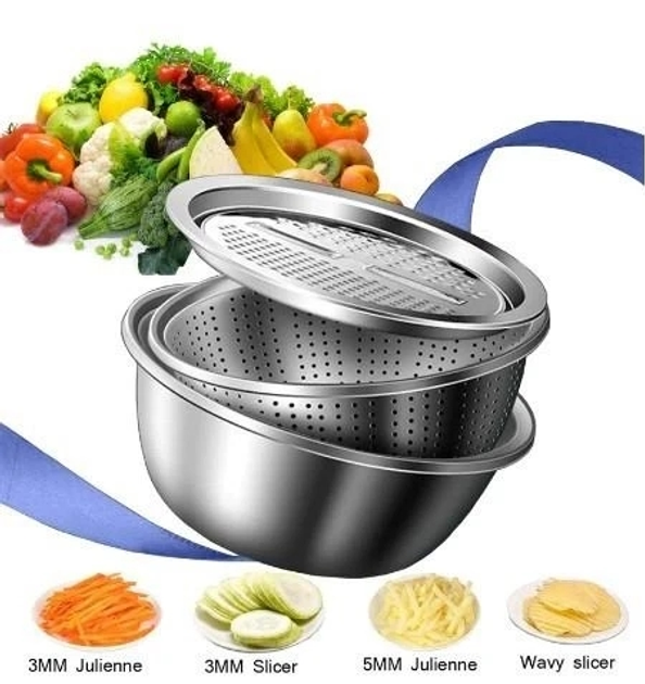 Кухонний набір багатофункціональний з нержавіючої сталі 3в1 Metal Basket Cutter (6-18-G7041) - фото 3 Кухонний набір багатофункціональний з нержавіючої сталі 3в1 Metal Basket Cutter (6-18-G7041) - фото 3