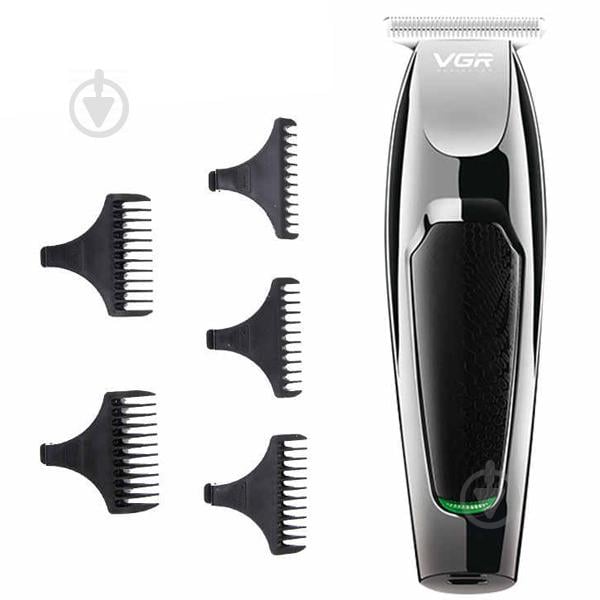 Машинка для стрижки аккумуляторная VGR от USB 5 насадок Black (V-030)