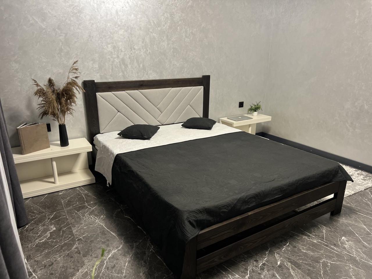 Кровать деревянная с мягким изголовьем 160x200 см Венге (2929004372) Кровать деревянная с мягким изголовьем 160x200 см Венге (2929004372)