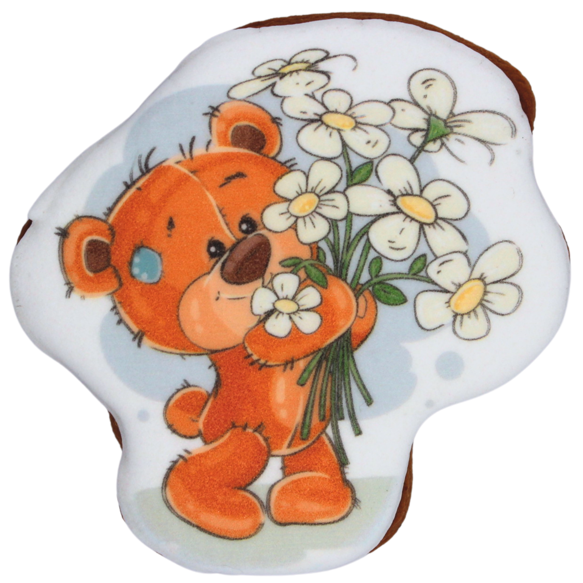 Пряник с принтом Крафт Печиво День учителя Мишка с букетом 45 г