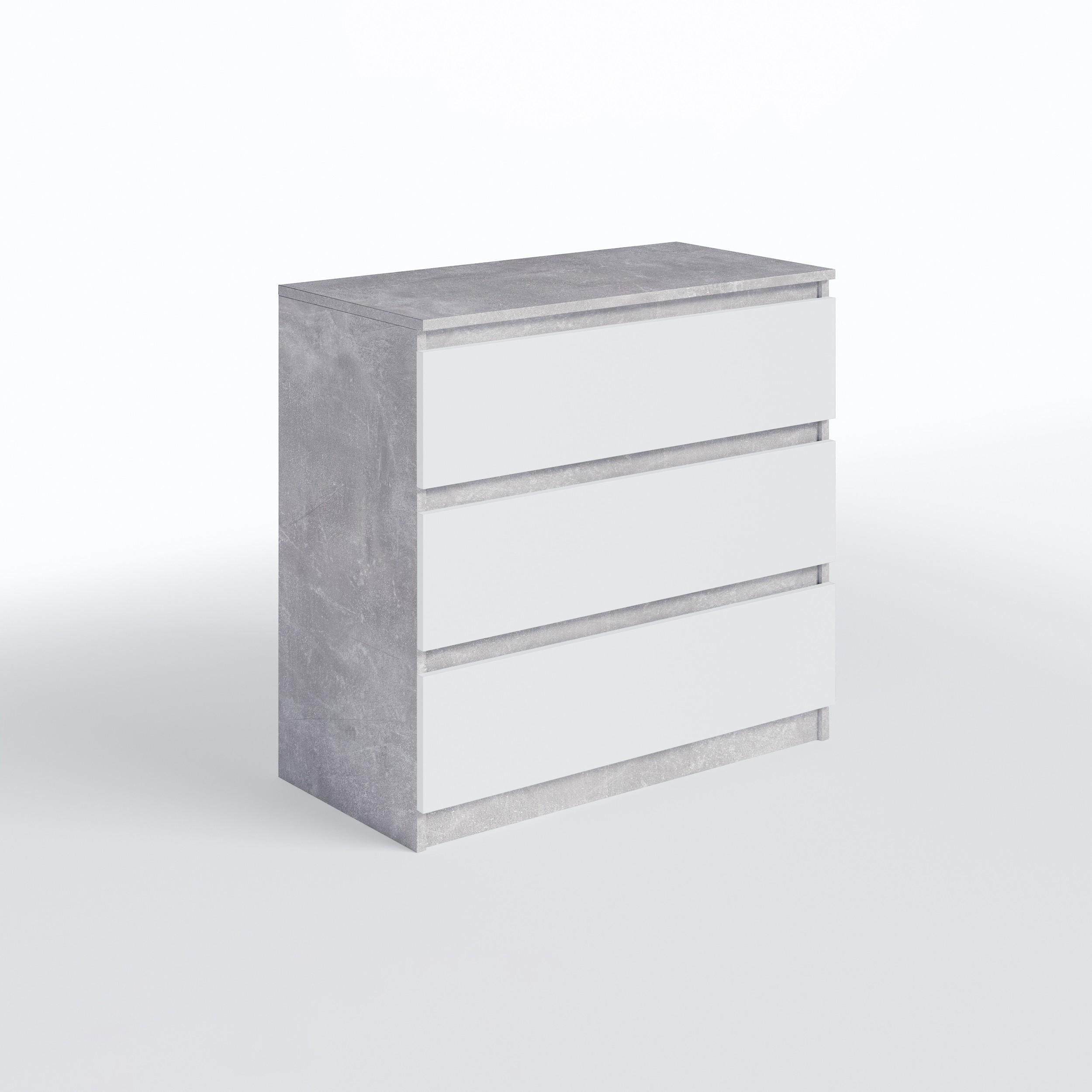 Комод на 3 ящика без ручек FT-214 800х400х755 мм Бетон/Белый - фото 4