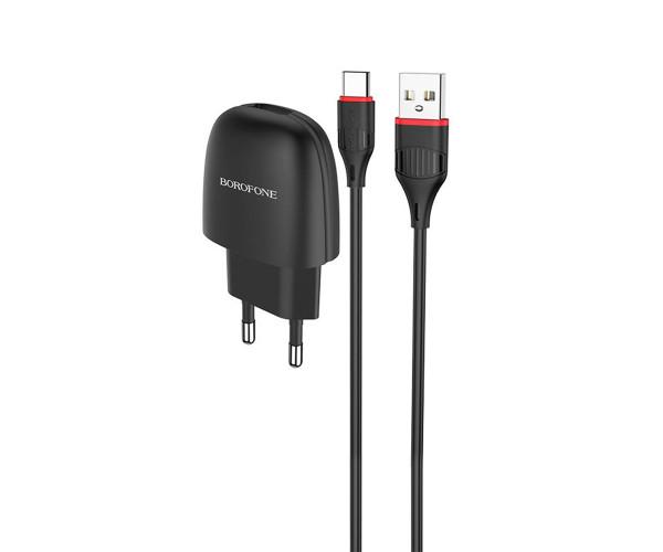 Устройство зарядное сетевое для Borofone BA49A кабель Type-C 2,1 A 1 м Черный Устройство зарядное сетевое для Borofone BA49A кабель Type-C 2,1 A 1 м Черный