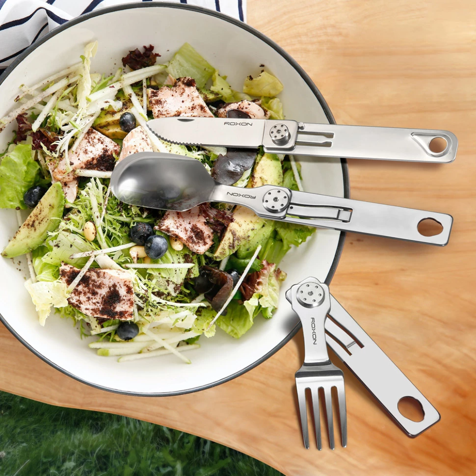 Набір столових приборів Roxon C1S 3в1 складані ложк та вилка з нержавіючої сталі (0010471) - фото 10