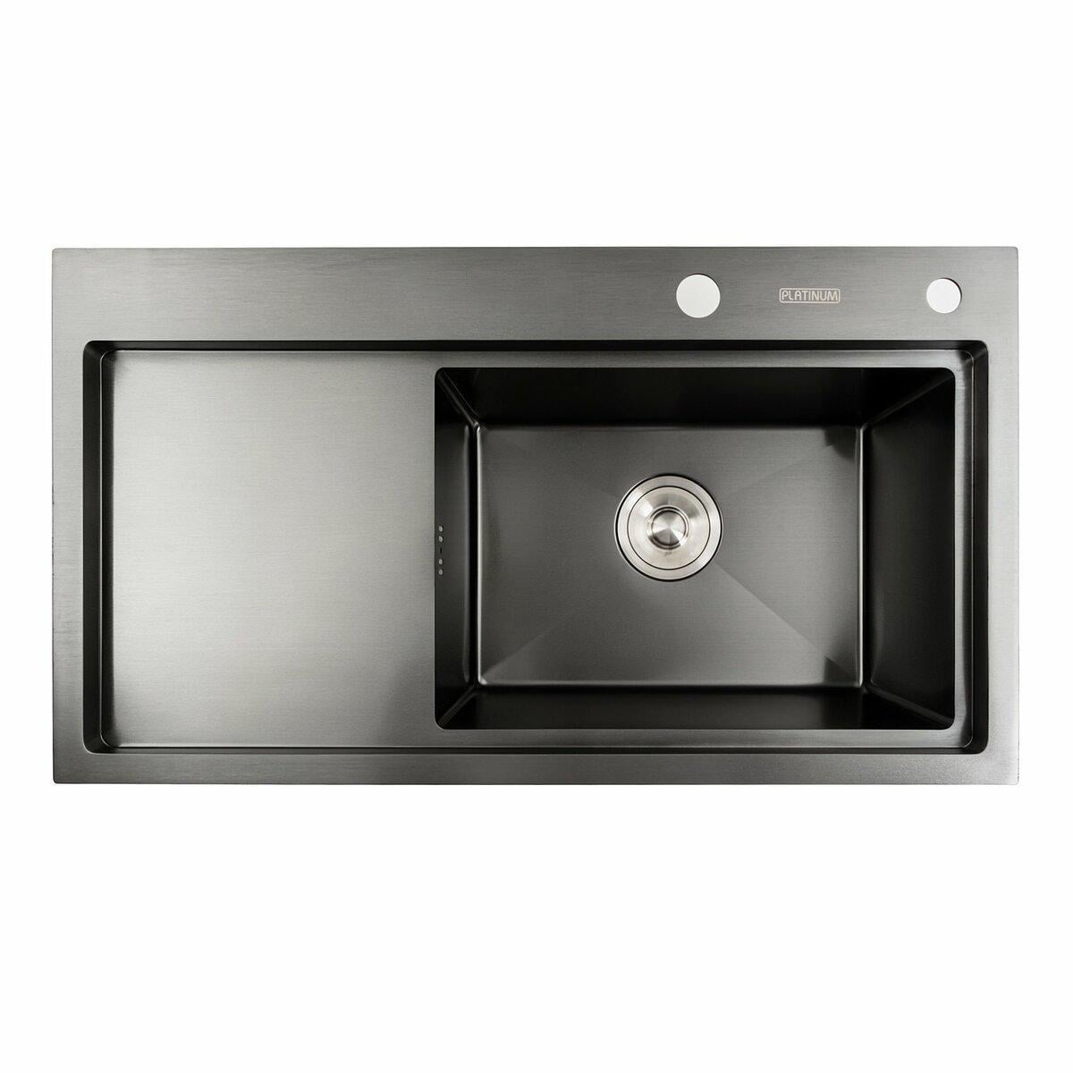 Мойка для кухни Platinum Handmade PVD 78х43 R два отверстия круглый Черный (PLTM-SP000041344)