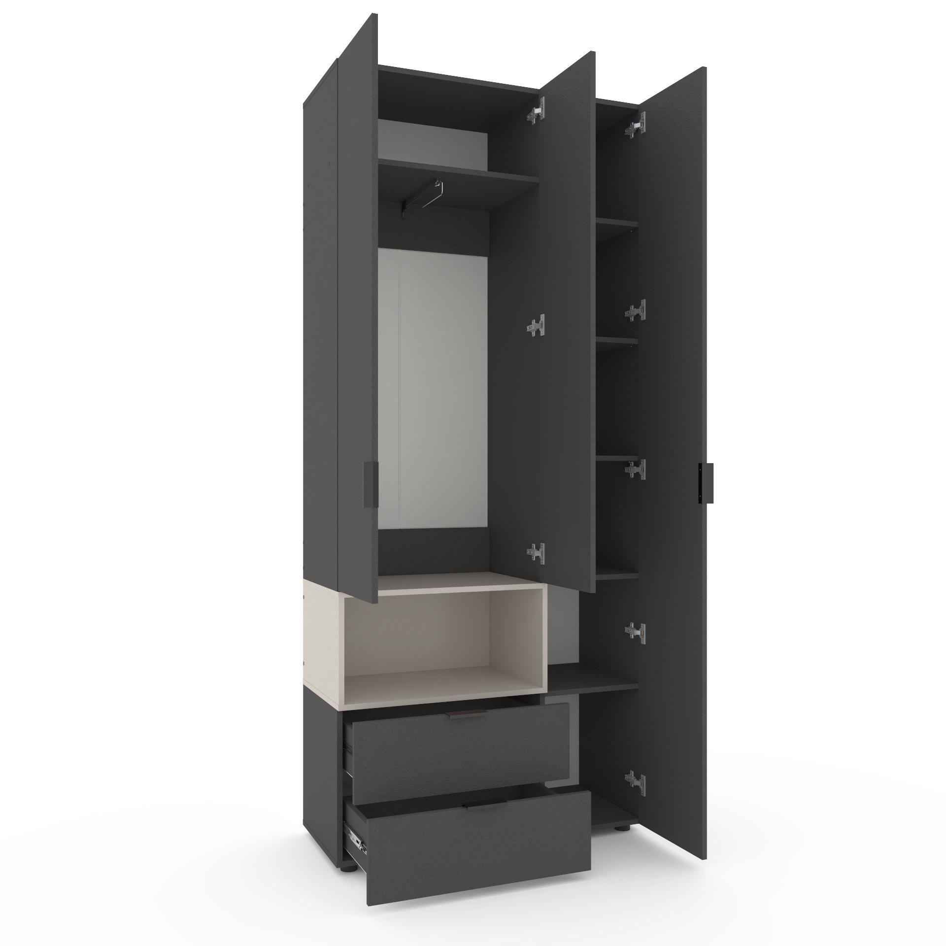 Шкаф Metkas Home A002L ЛДСП 1000x420x2300 мм Антрацитовый/Кашемир - фото 2 Шкаф Metkas Home A002L ЛДСП 1000x420x2300 мм Антрацитовый/Кашемир - фото 2