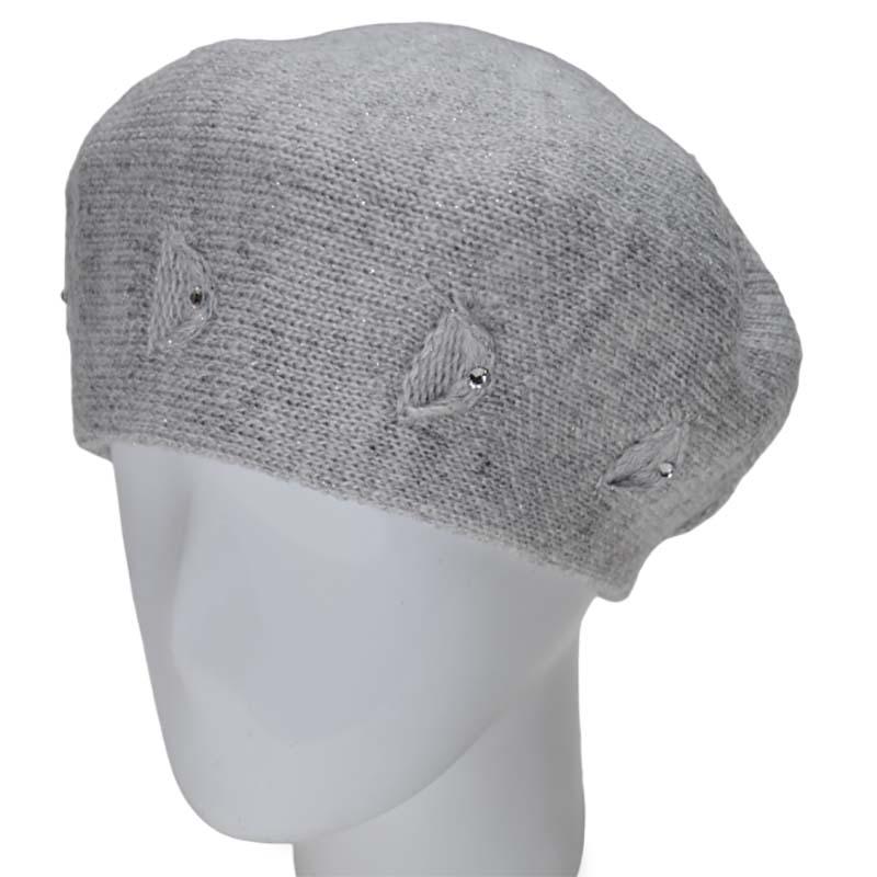 Берет женский Lirus Мариса двойной полушерстяной с люрексовой нитью Светло-серый (119029)