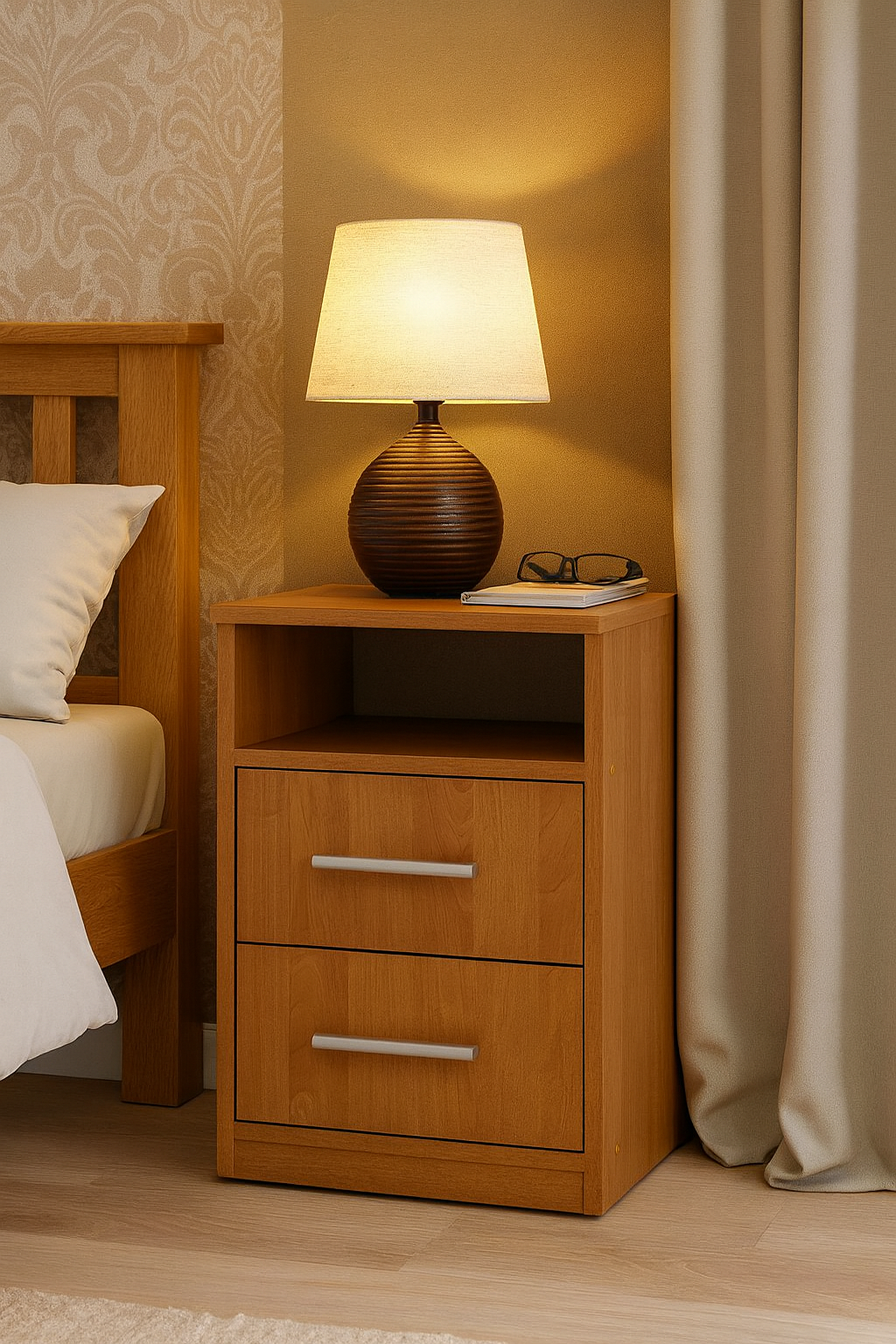 Тумба прикроватная Kompanit ПКТ-2 2 ящика и ниша 38х38х57 см Ольха (31517743)