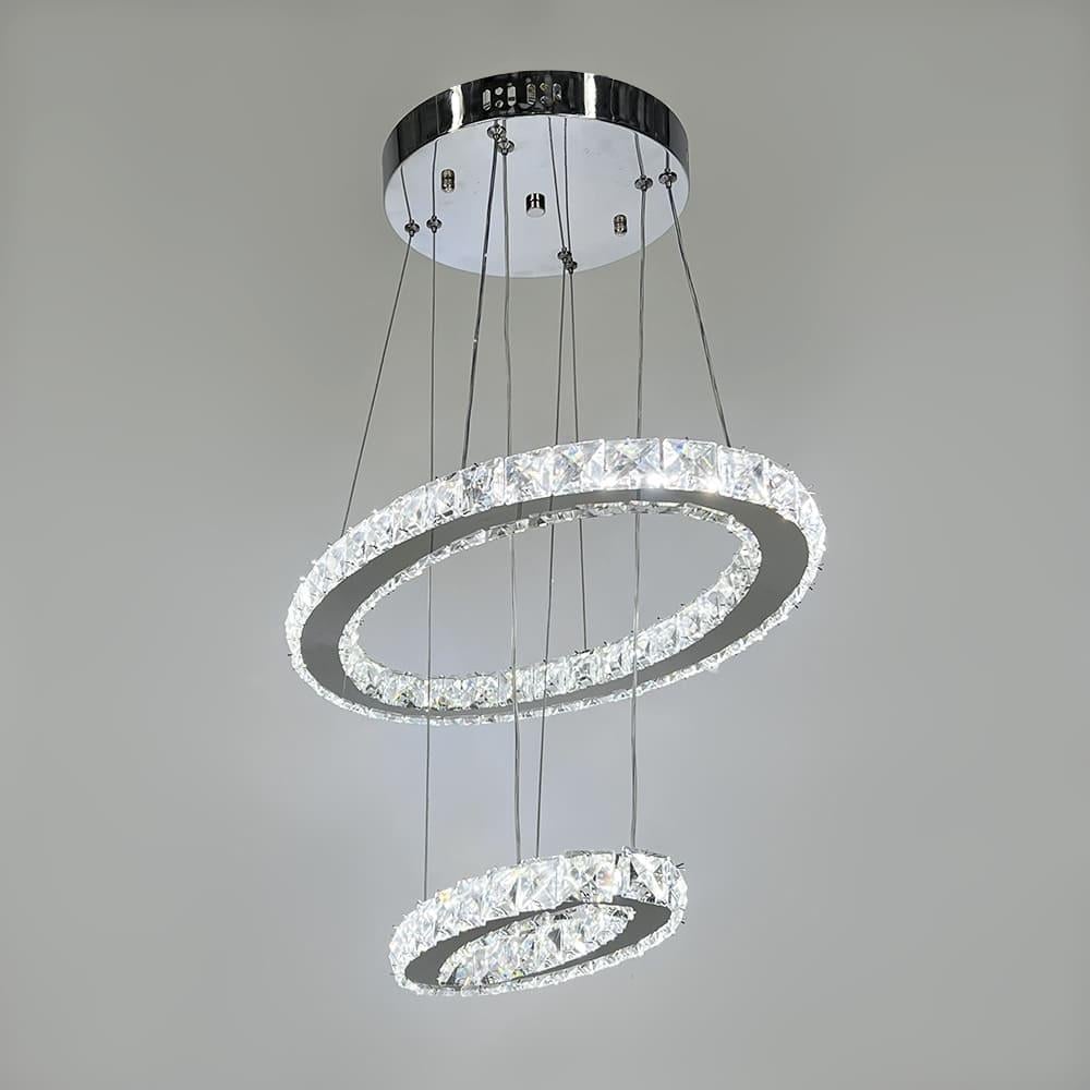 Люстра елегантна кришталева на 2 овальні яруси 50/30 см Хром ((T)C 8186 (600/400))