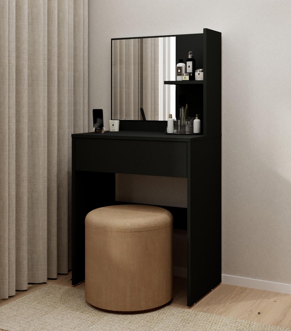 Туалетный столик ДСП ТС-5 с зеркалом полками и выдвижным ящиком Антрацит (28918322)