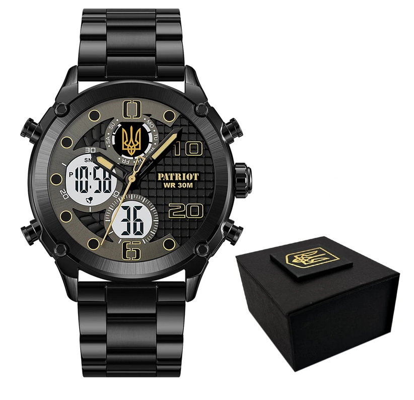 Наручний годинник Awarder 017 Тризуб Золото Black/White/Steel (28672)