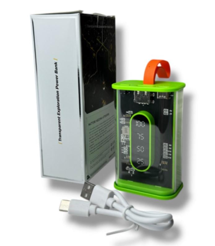 Повербанк з прозорими стінками та світлодіодним дисплеєм 10000 mAh Зелений (2104618812) - фото 3
