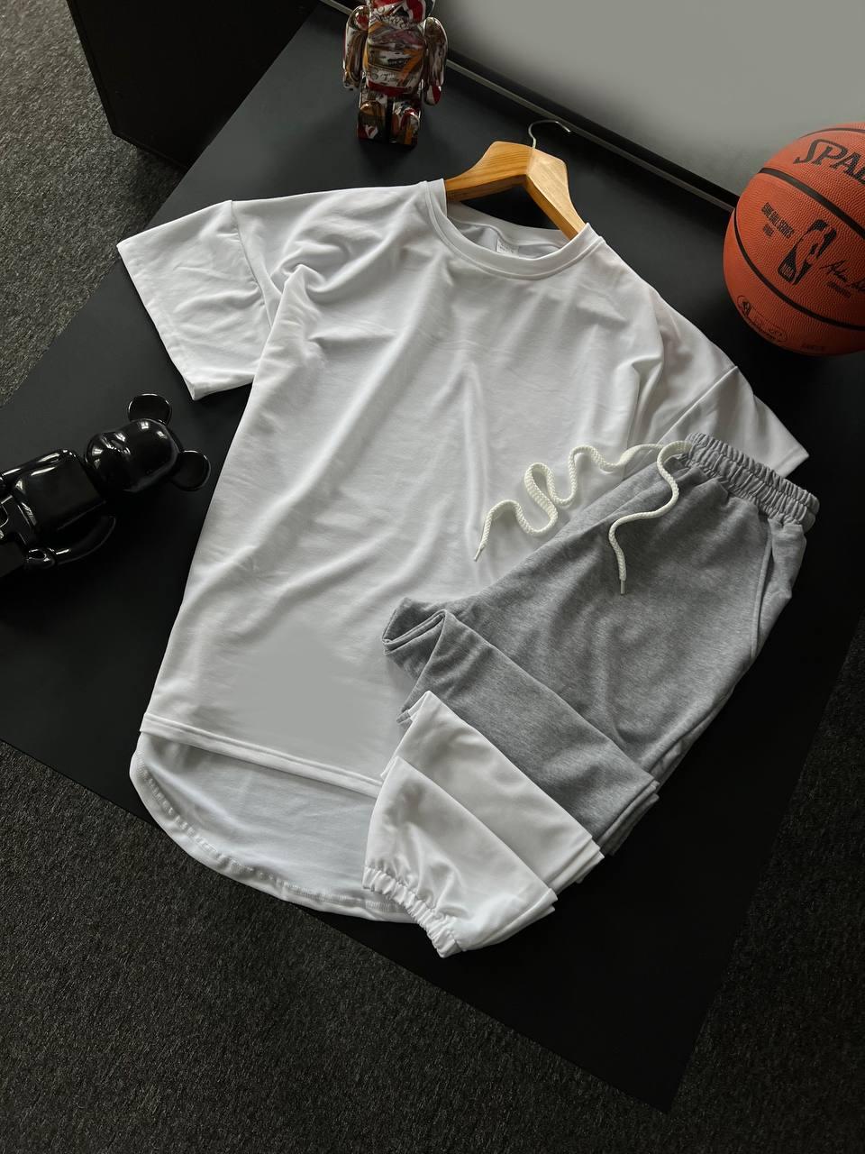 Спортивный костюм мужской 24190 оверсайз M Бело-серый (24190/1)