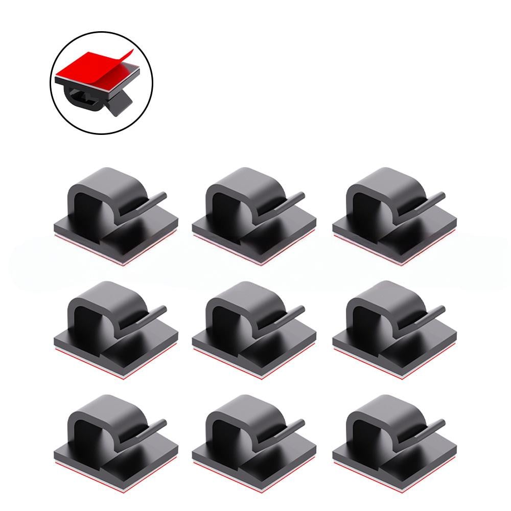 Набор держателей-органайзеров для кабелей самоклеящаяся основа пластиковых 10 шт. Черный (R9415)