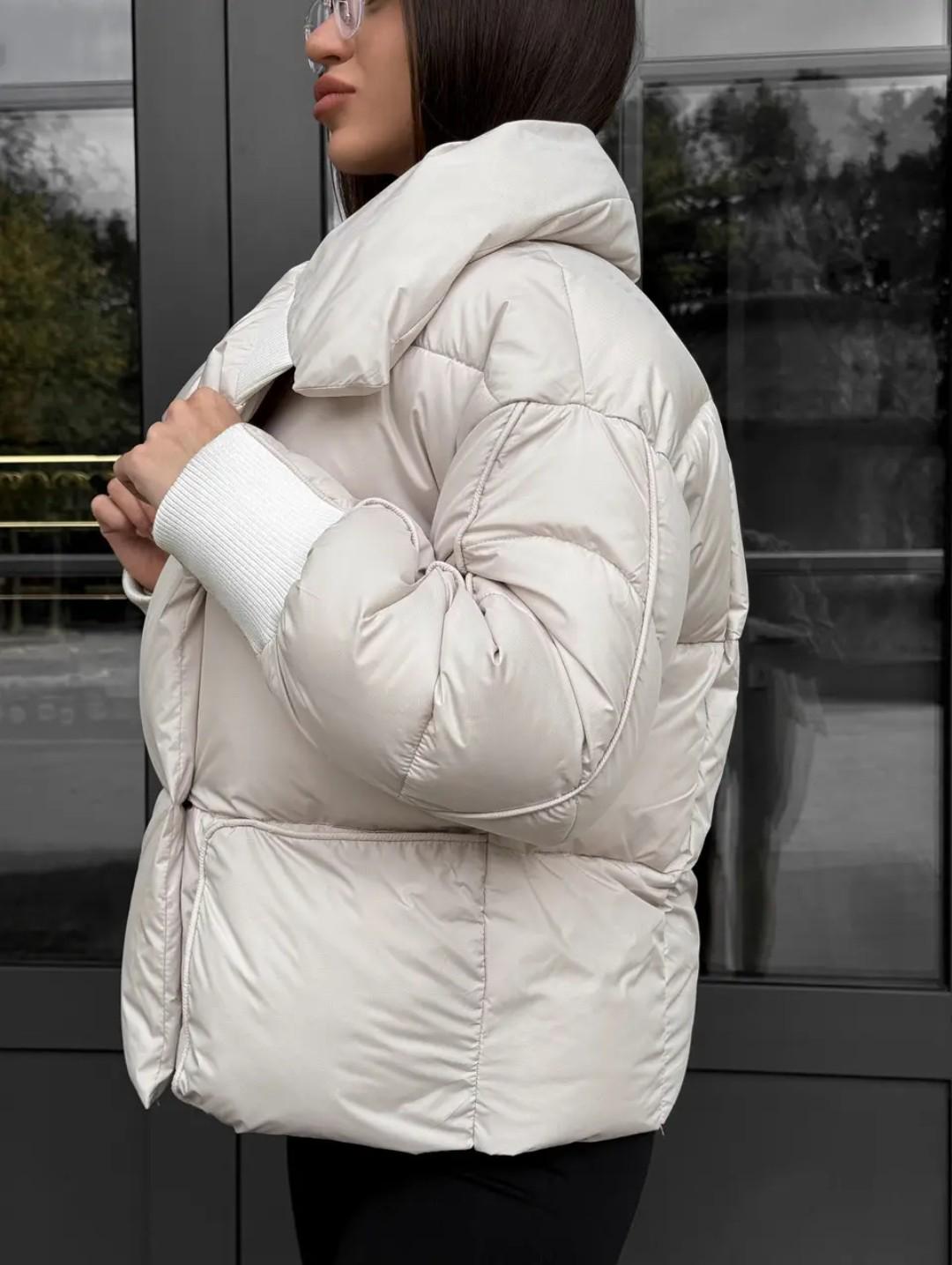 Пуховик жіночий зимовий D&V Coture DV-0011 р. 44 Бежевий (29176076) - фото 4