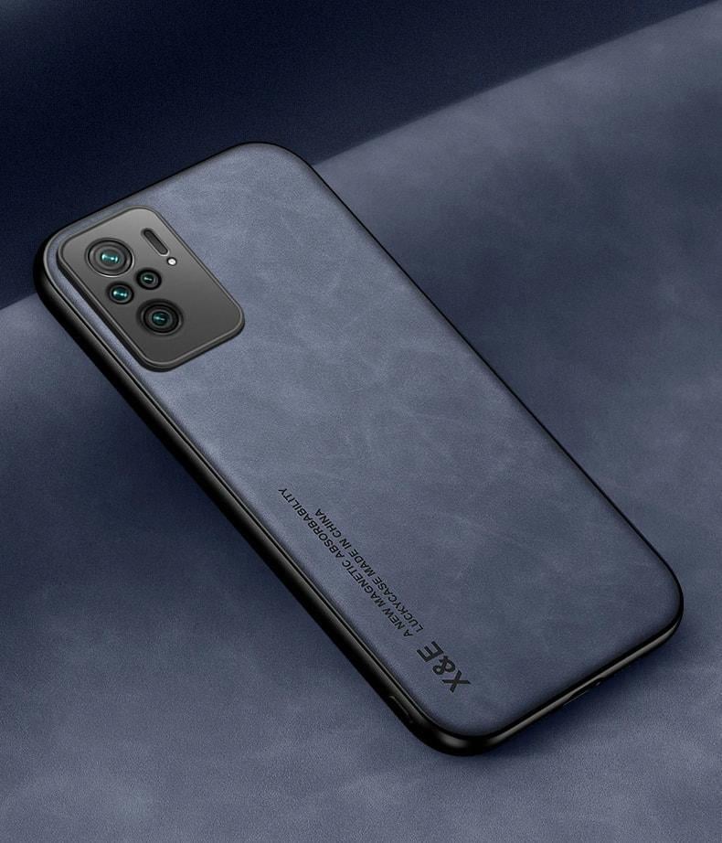 Кожаный чехол XnE Xiaomi Redmi Note 10 с металлической вставкой Blue (34271-28)