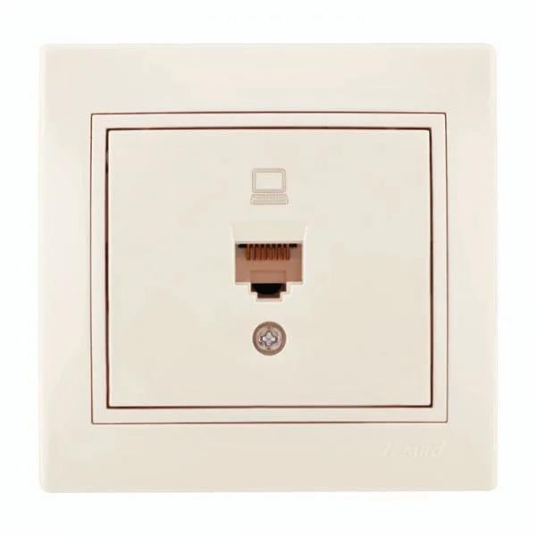 Розетка одинарна комп'ютерна зі вставкою RJ-45 Lezard Mira Кремовий