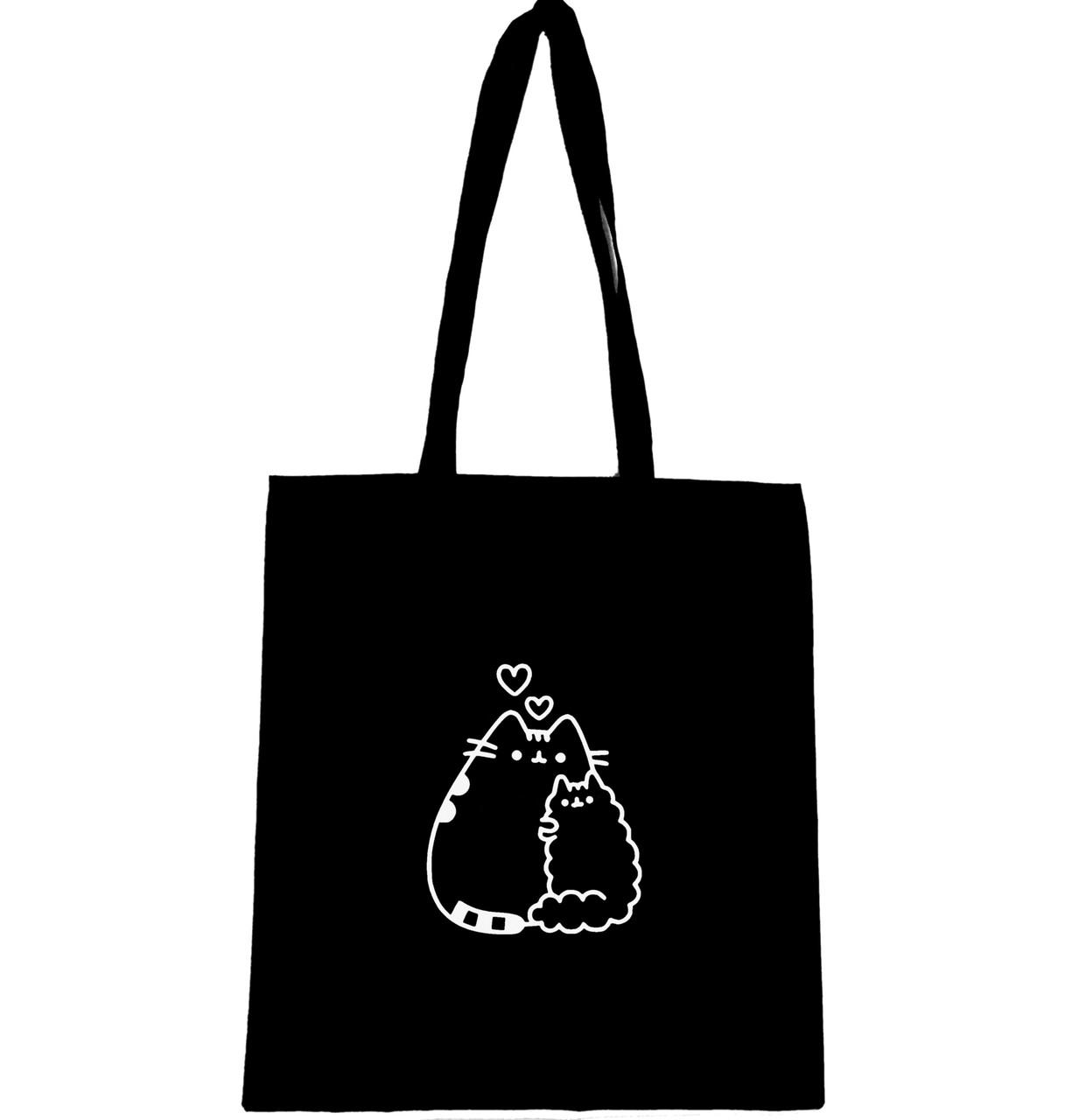 Еко-сумка з принтом Кіт Пушин з морозивом (665)
